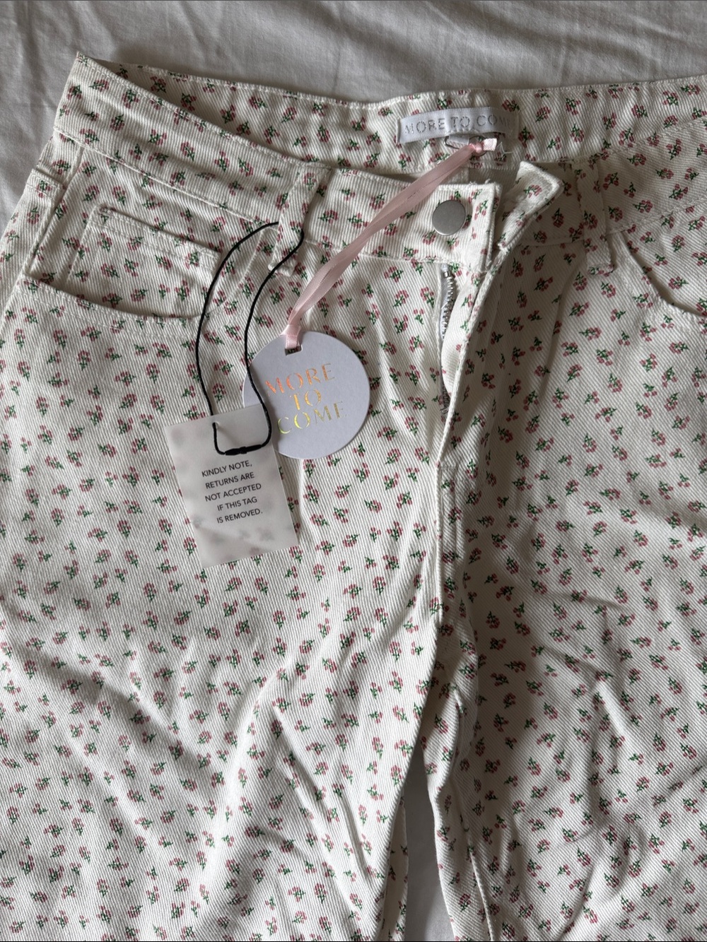 Roretocome Floral Wide Leg Pants in Cream